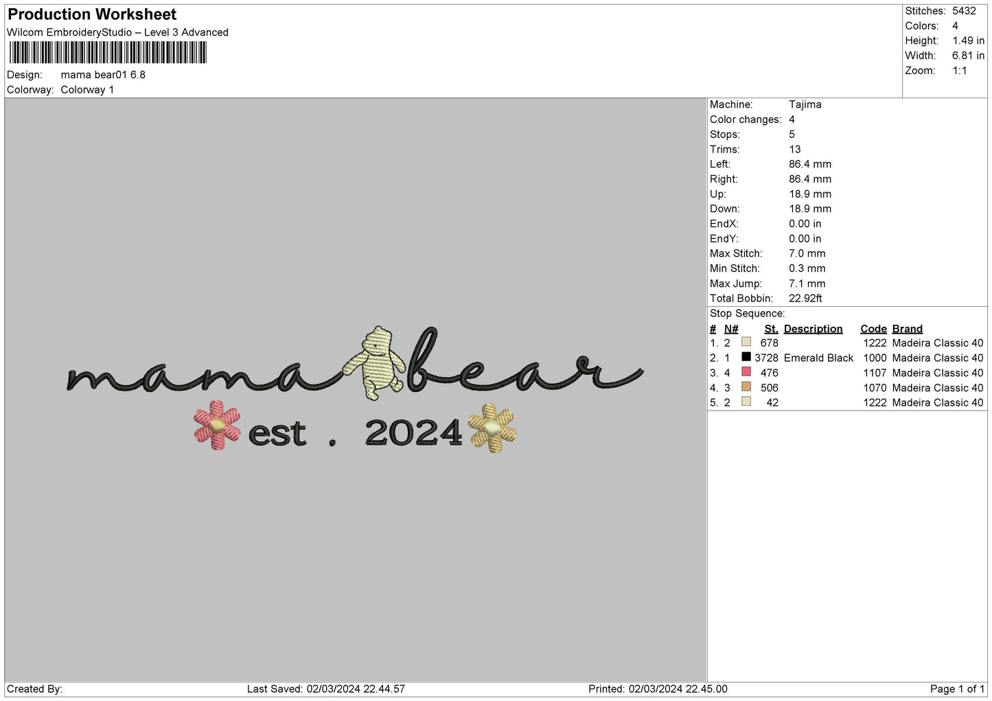 Mama B01 Embroidery File 6 sizes