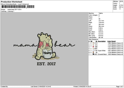 Mama 2017 Embroidery File 6 sizes