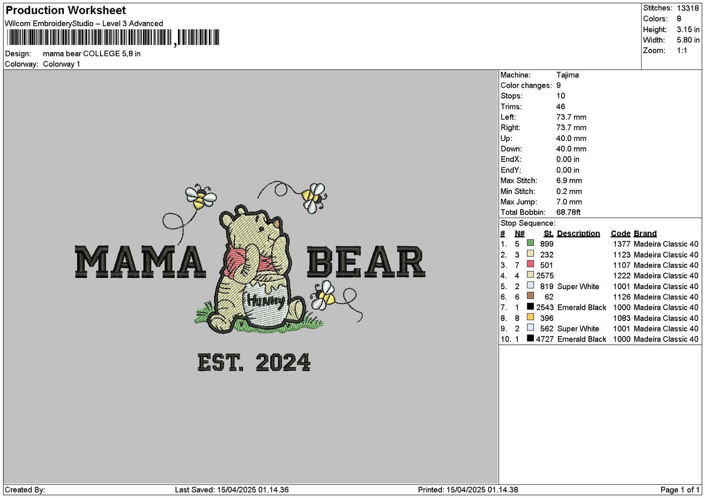 Beartext 1404a Embroidery File 6 sizes