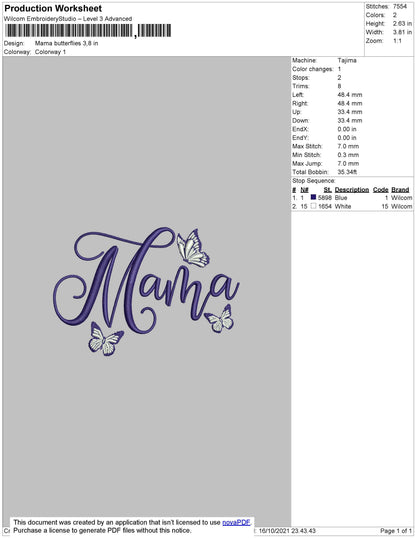 Mama Butterflies Embroidery File 4 size