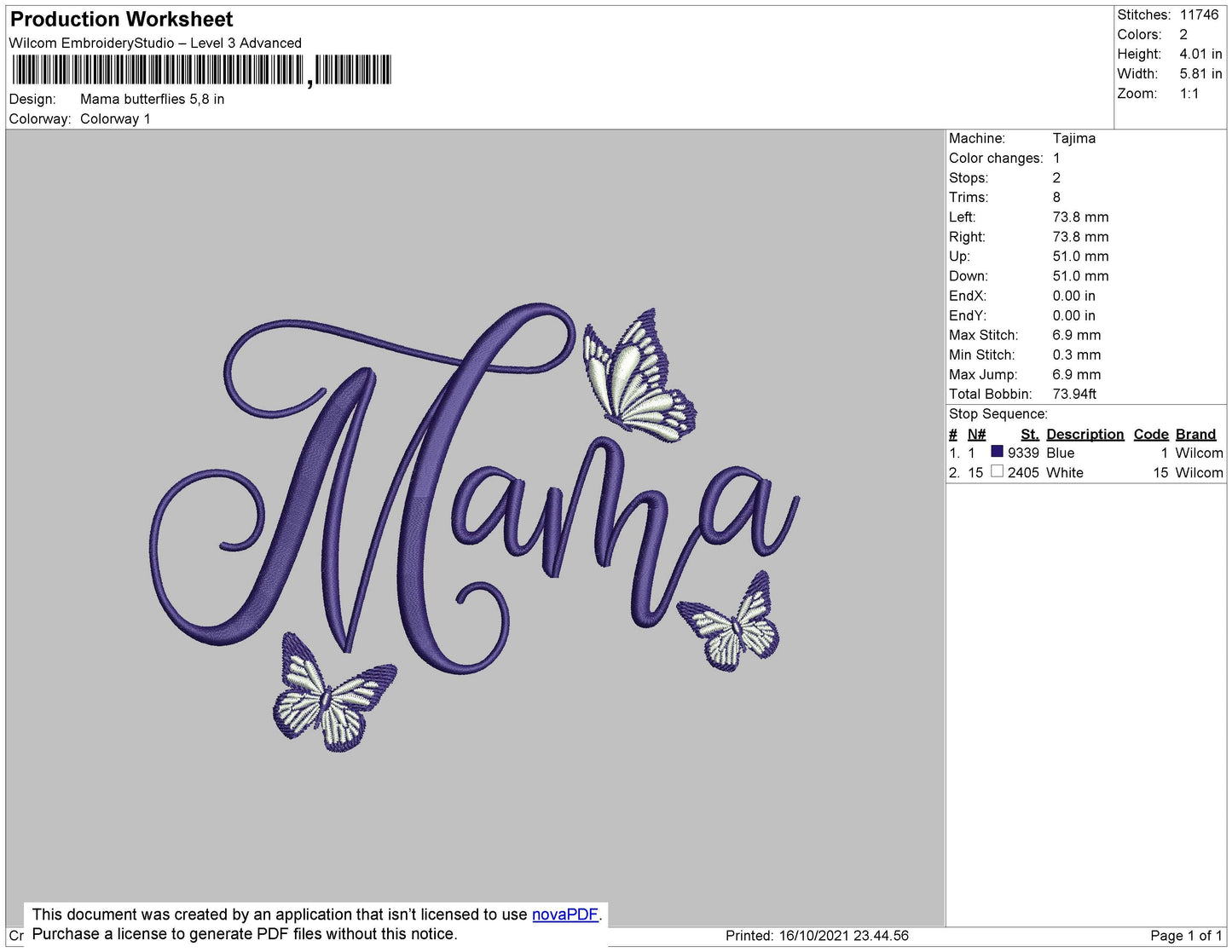 Mama Butterflies Embroidery File 4 size