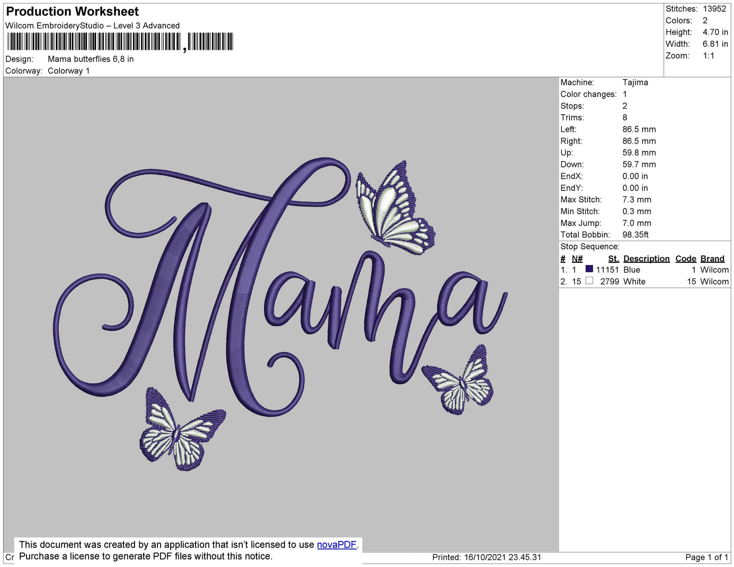 Mama Butterflies Embroidery File 4 size