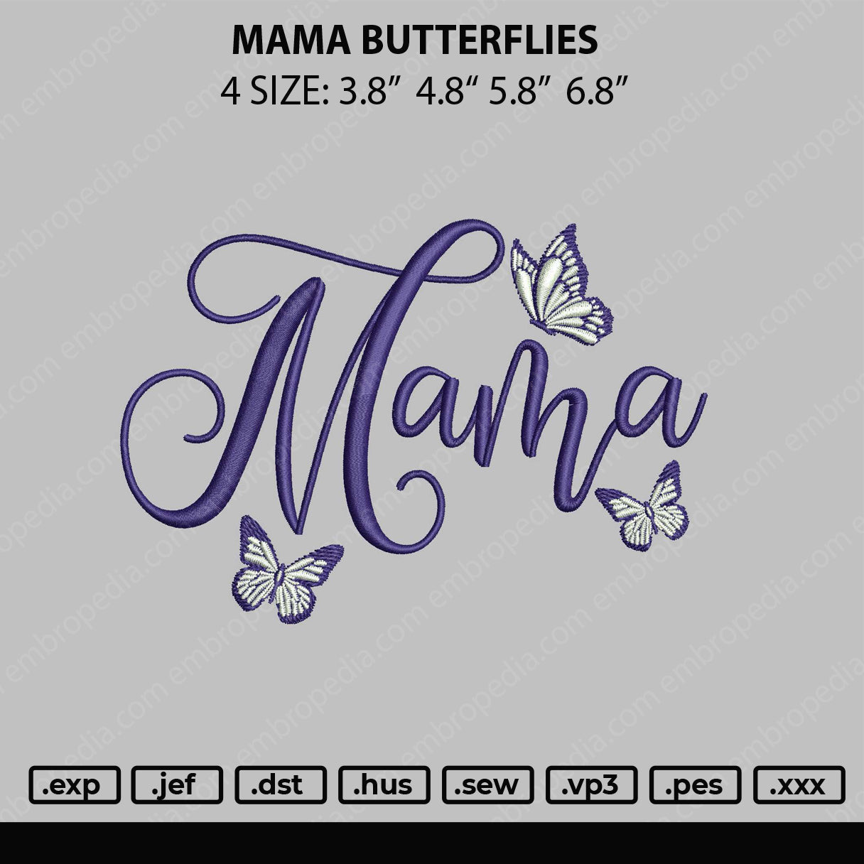 Mama Butterflies Embroidery File 4 size