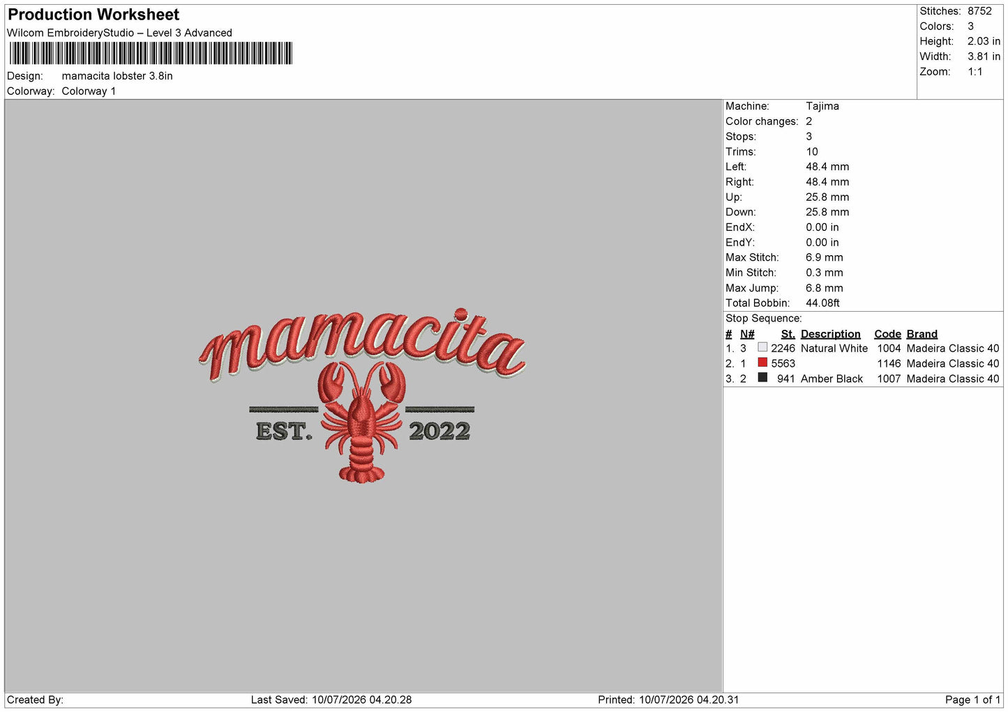 Mamacitatext Embroidery Machine Design File 6 sizes