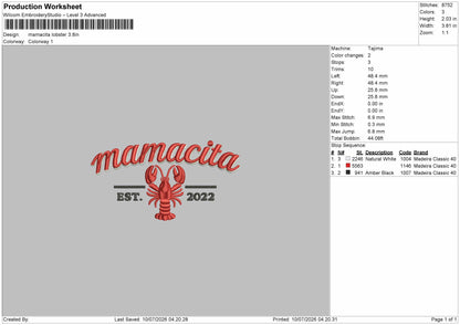 Mamacitatext Embroidery Machine Design File 6 sizes