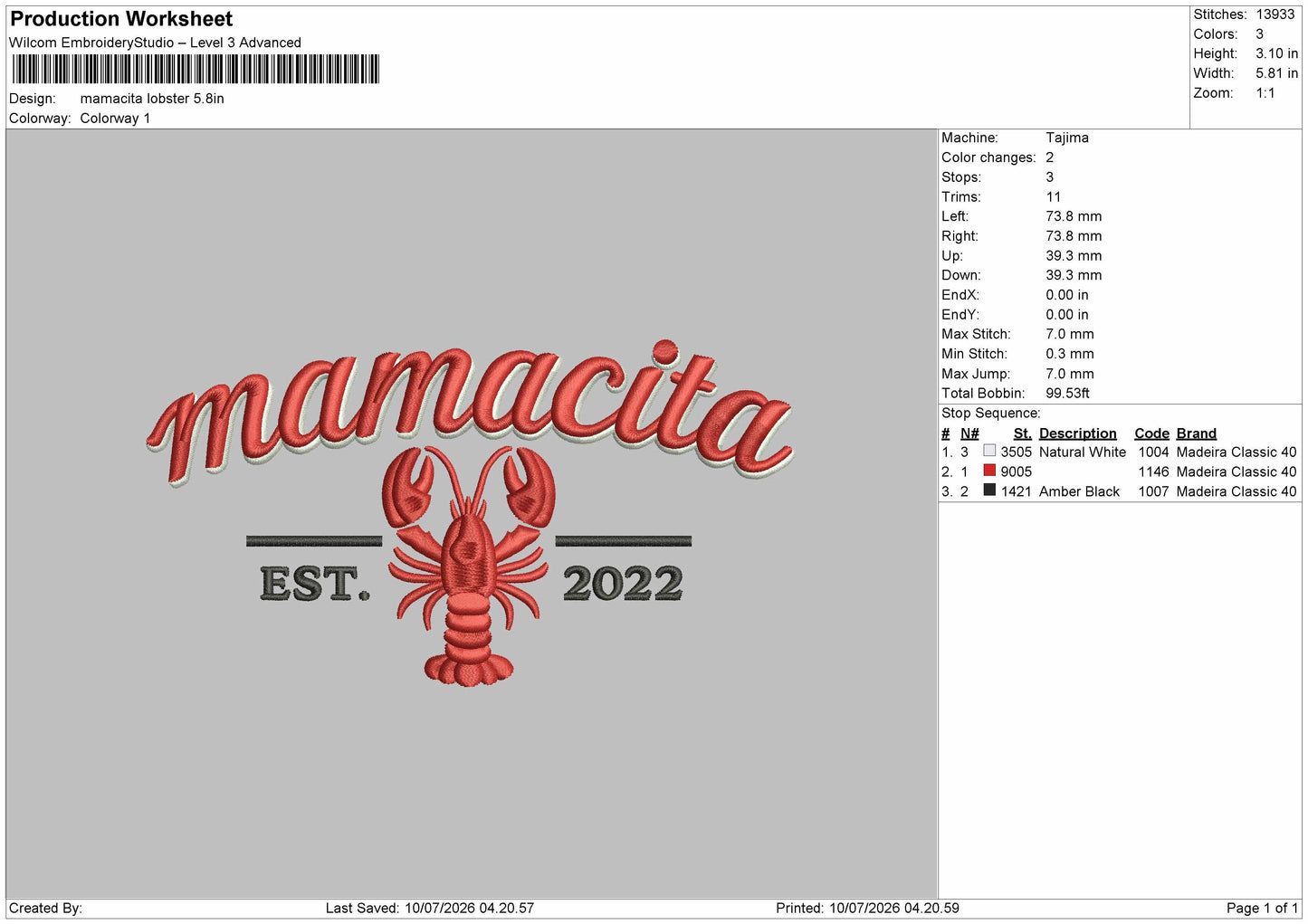 Mamacitatext Embroidery Machine Design File 6 sizes