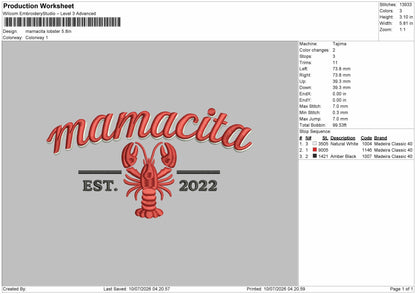 Mamacitatext Embroidery Machine Design File 6 sizes