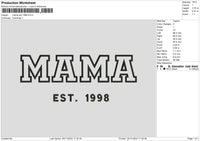 Mama Text 98 Embroidery File 6 sizes
