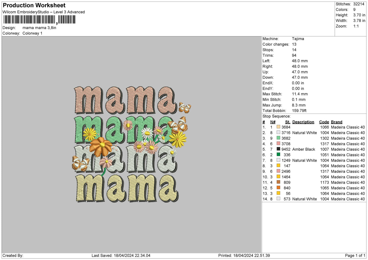Mamaflowers Embroidery File 6 sizes
