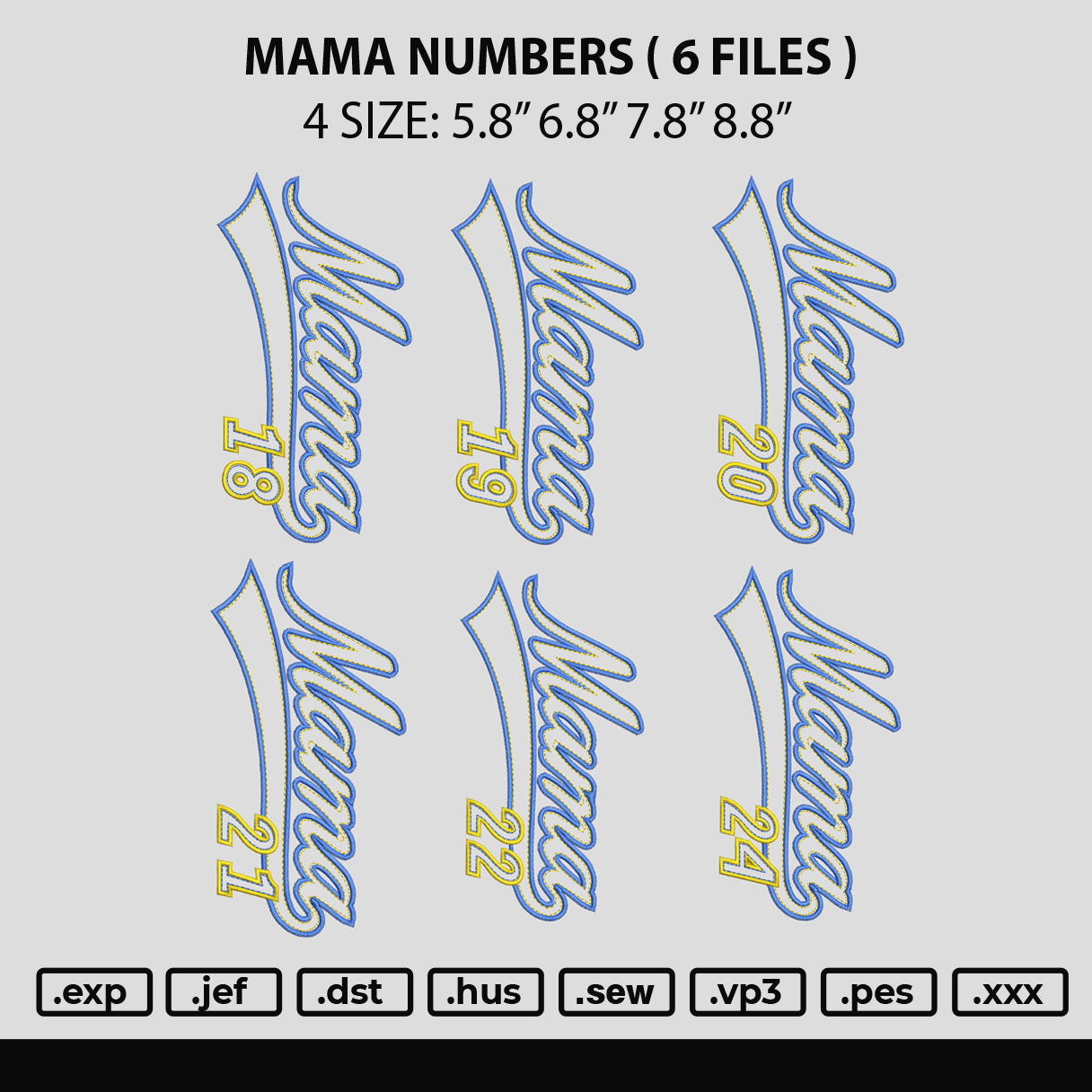 Mama Nunbers Embroidery 6 Files