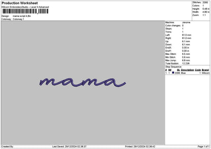 Mamatext 03 Embroidery File 6 sizes