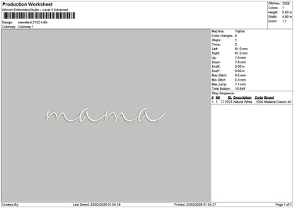 Mamatext 2102 Embroidery File 6 sizes