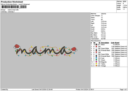 Mama Xmas 0412 Embroidery File 6 sizes