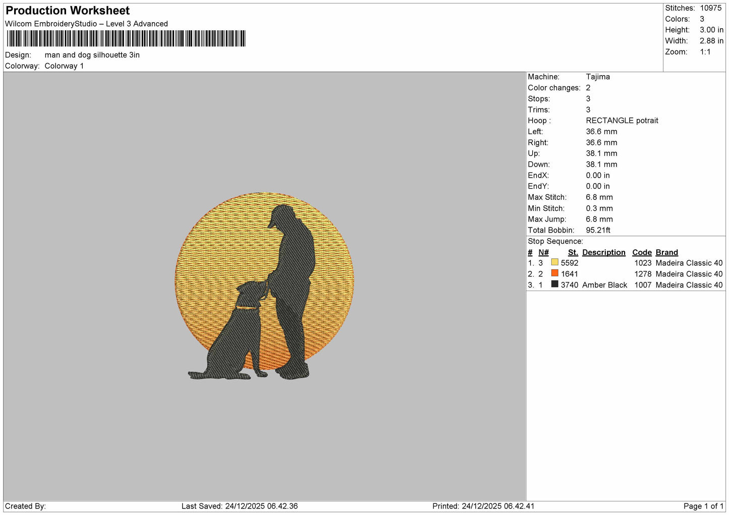 Man and dog silhouette Embroidery File 6 sizes