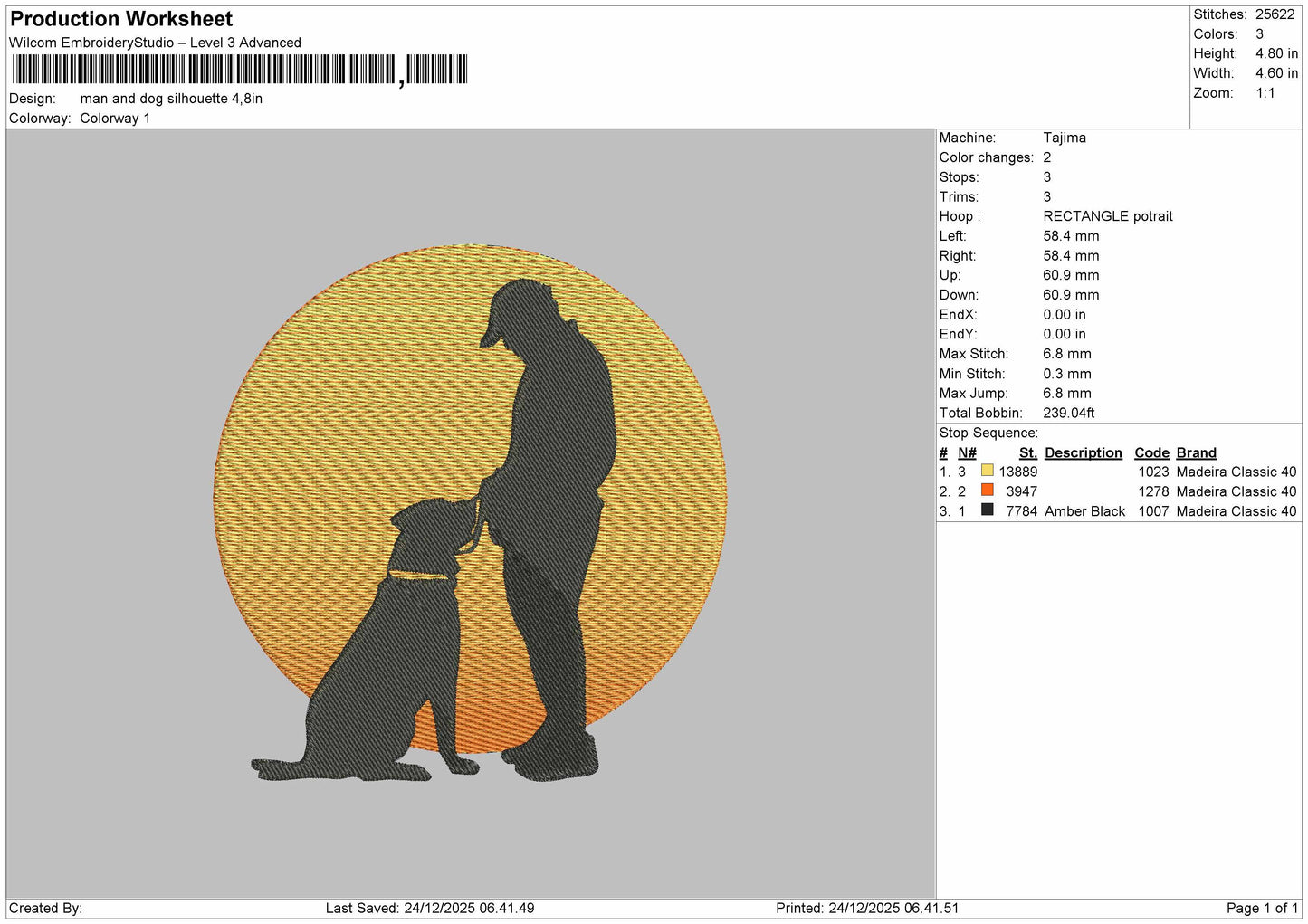 Man and dog silhouette Embroidery File 6 sizes