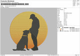 Man and dog silhouette Embroidery File 6 sizes