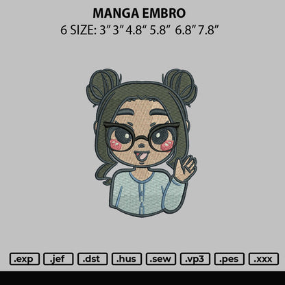 Manga Embro Embroidery File 6 sizes