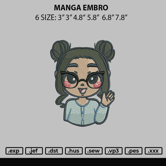 Manga Embro Embroidery File 6 sizes