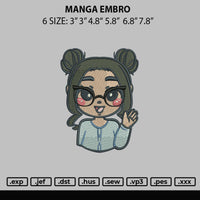 Manga Embro Embroidery File 6 sizes
