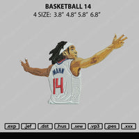 Basketball 14 Embroidery File 4 size