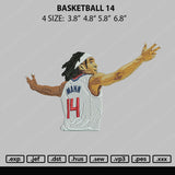 Basketball 14 Embroidery File 4 size