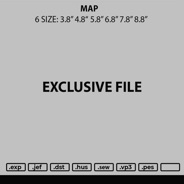 Map Embroidery File 6 sizes