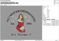 Mariah Xmas Embroidery File 6 sizes