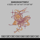 Maroon Butterfly Embroidery File 6 sizes