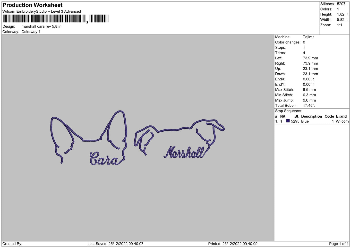 Marshall Cara Embroidery File 6 sizes