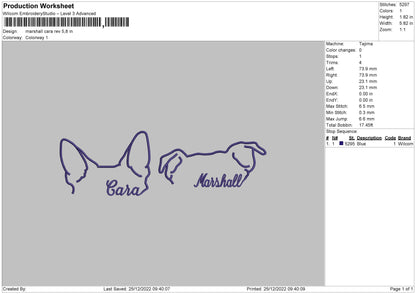 Marshall Cara Embroidery File 6 sizes