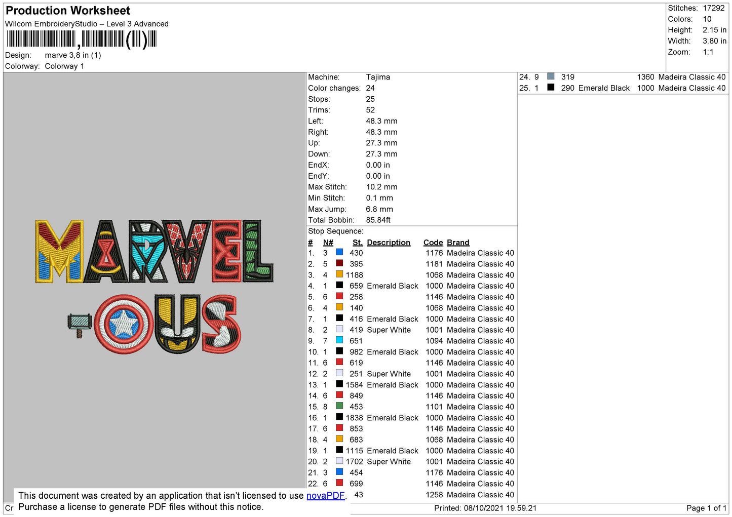 Marvel Embroidery File 4 size