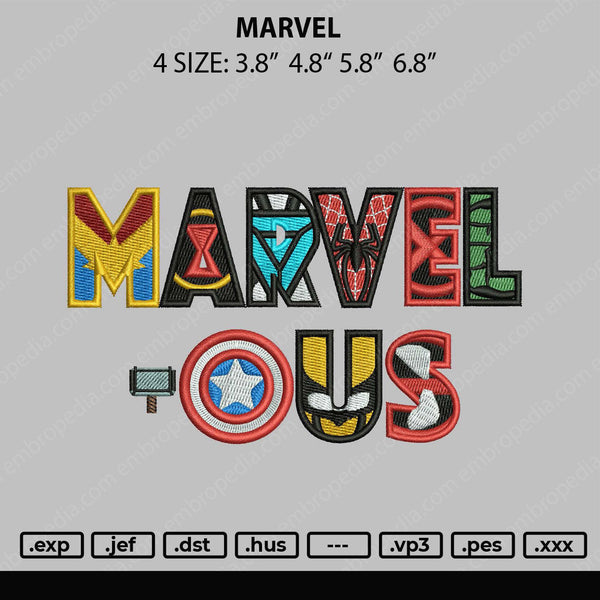 Marvel Embroidery File 4 size