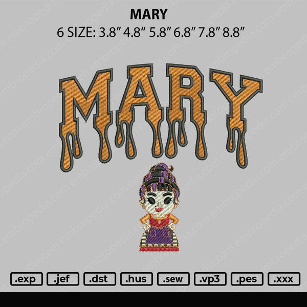 Mary Embroidery File 5 sizes