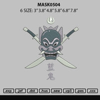 Mask0504 Embroidery File 6 sizes