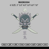 Mask0504 Embroidery File 6 sizes