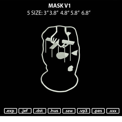 Mask V1 Embroidery File 5 size