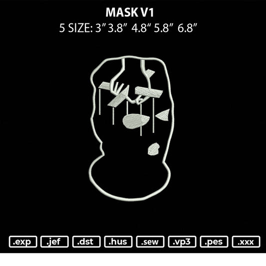 Mask V1 Embroidery File 5 size