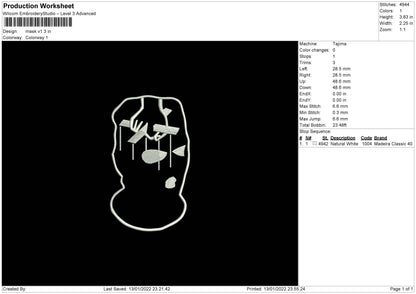 Mask V1 Embroidery File 5 size