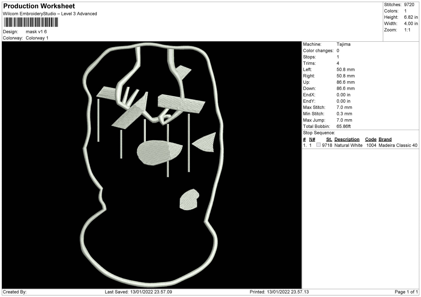 Mask V1 Embroidery File 5 size