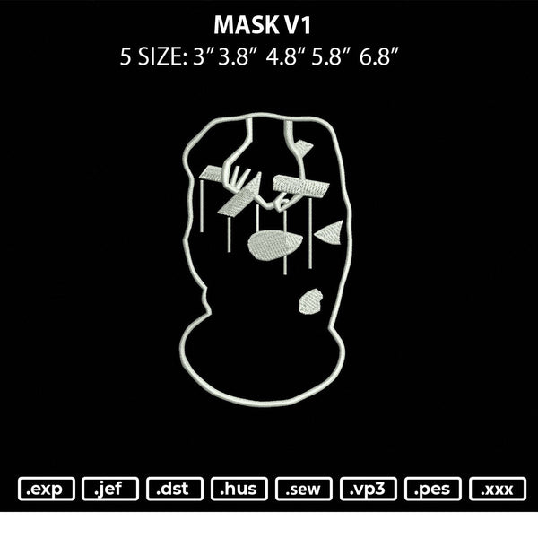 Mask V1 Embroidery File 5 size