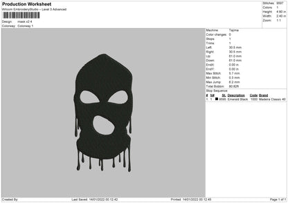 Mask V2 Embroidery File 5 size
