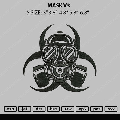 Mask V3 Embroidery File 5 size