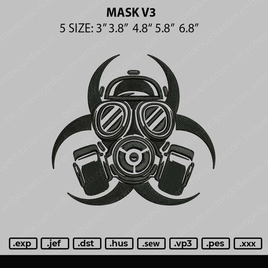 Mask V3 Embroidery File 5 size