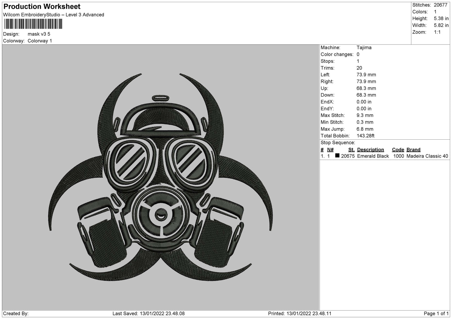 Mask V3 Embroidery File 5 size