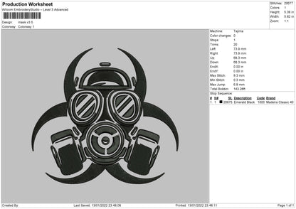 Mask V3 Embroidery File 5 size