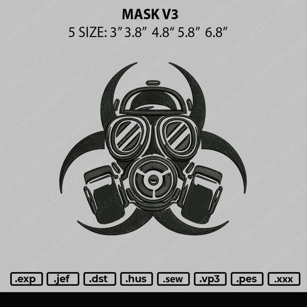 Mask V3 Embroidery File 5 size