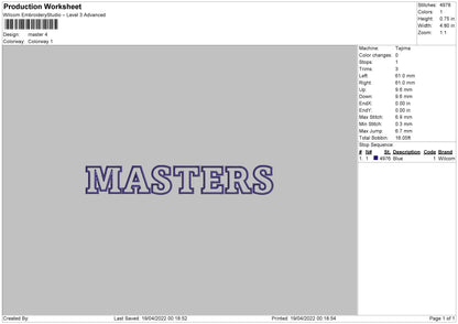 Masters Embroidery File 9 size