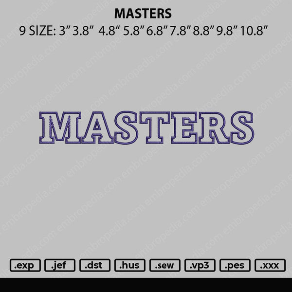 Masters Embroidery File 9 size