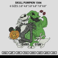 Skull Pumpkin 1506 Embroidery File 6 sizes