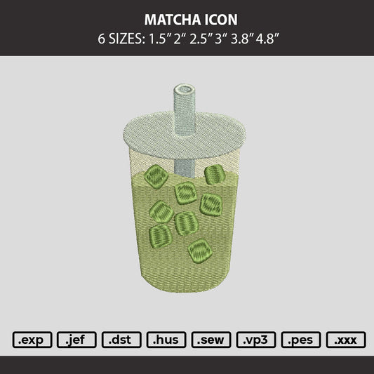 Matcha Icon Embroidery Machine Design File 6 sizes